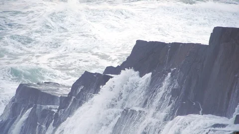 Waves Dashed on Rocks County Donegal Ireland Video stock 99481236