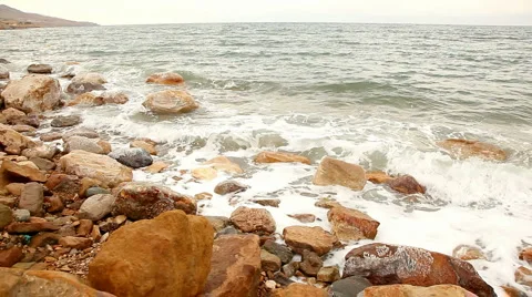 Waves at the Dead Sea, seamless loop Stock Footage 2872807