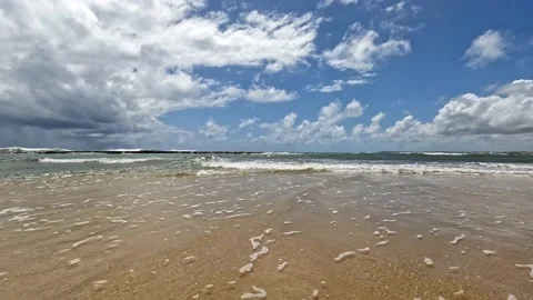 Waves on a deserted beach. Tropical paradise of transparent waters. Stock Footage 222563183