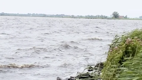  Waves on the dike by strong wind Video stock 85573016