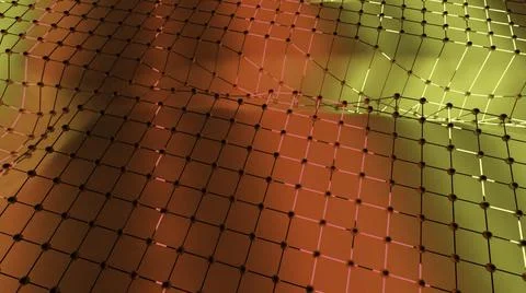 Waves distorting surface with grid and dots. Design. Colorful surface with dot Stockillustratie