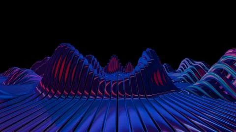 Waves of dynamic waveforms with effects, creating a visually rhythmic and har Stock Illustration