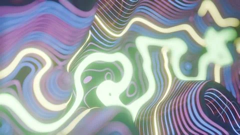 Waves of dynamic waveforms with effects, creating a visually rhythmic and har Stock Illustration