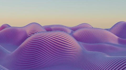 Waves of dynamic waveforms with effects, creating a visually rhythmic and har Stock Illustration