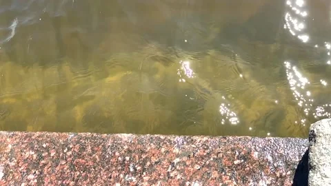 Waves on the embankment of the river in slow motion Stock Footage 144476880