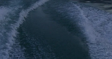 Waves from the engine on the water super slow motion Stock Footage 241511360