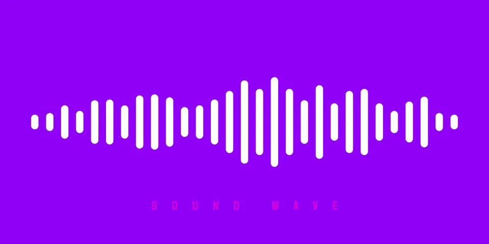Waves of the equalizer sound isolated on pin or purple background. White soun Stock Illustration