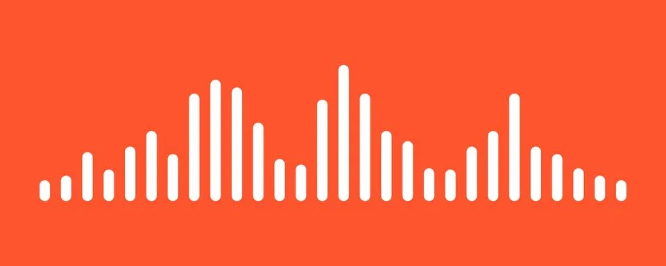 Waves of the equalizer sound isolated on red background. White wave or voice  Stock Illustration