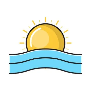 Waves flat color icon Stock Illustration