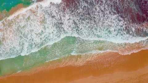 Waves float on a blue ocean lagoon, seashore, coastline. Calm Caribbean beach. Video stock 271583511