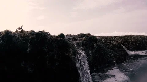Waves flowing through a Coral reef ,serf with underwater air bubble Stock Footage 113689456