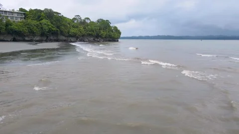 Waves Gently Lapping on the Pacific Coast in Buenaventura Stock Footage 330277973