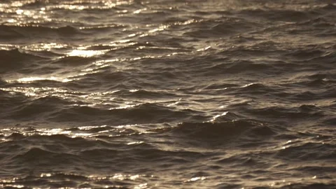 Waves gently move on the sea surface during sunrise with sunlight reflectio.. Stock Footage 321146473