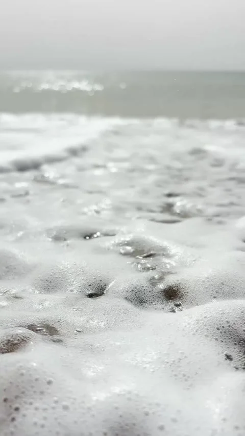 Waves gently roll onto shells scattered along the sandy seashore Stock Footage 318548437