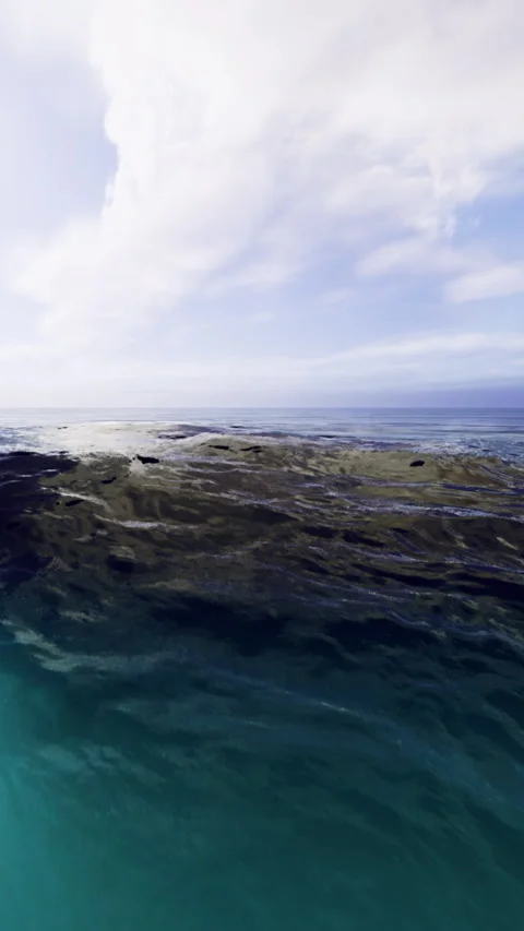Waves gently rolling towards the horizon under a soft blue sky Stock Footage 341388306