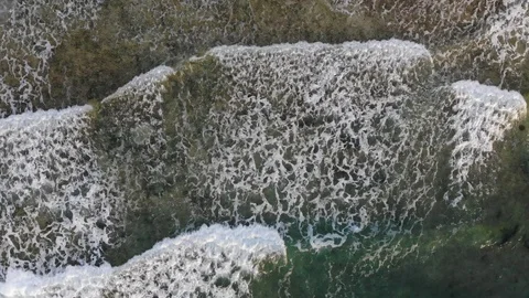 Waves Glide Into Beach Drone Shot - Malcolm Beach - Turks and Caicos, 4K Stock Footage 122263132