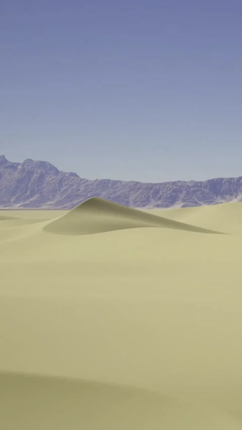 Waves of golden sand dance beneath a vast blue sky in desert tranquility Video stock 334208165