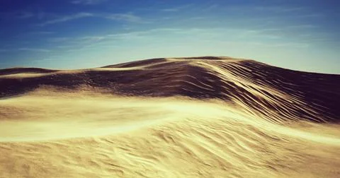 Waves of golden sand under a bright sky show the beauty of desert landscapes Stock Illustration