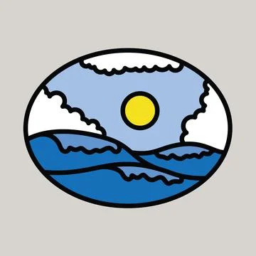 Waves graphic illustration vector art t-shirt design Illustrazione stock
