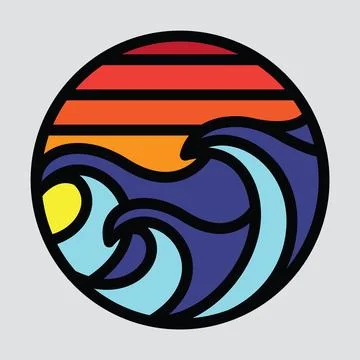 Waves graphic illustration vector art t-shirt design Stockillustratie