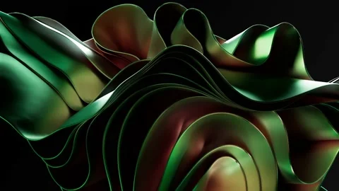 Waves of green metallic fabric move on a black background. Abstract animation Stock Footage 172159696