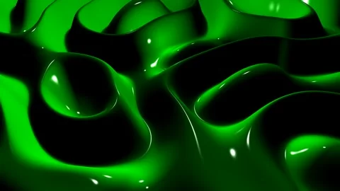 Waves of Green Paint, Background, 3D Render, Exclusive, Reflection Stock Footage 268811906