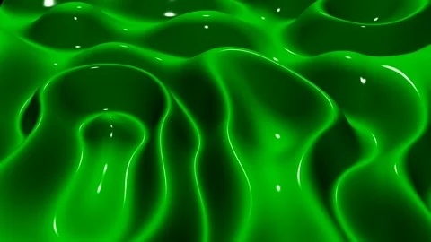 Waves of Green Paint, Reflection, 3D Render, Background, Exclusive Vídeo Stock 268812012