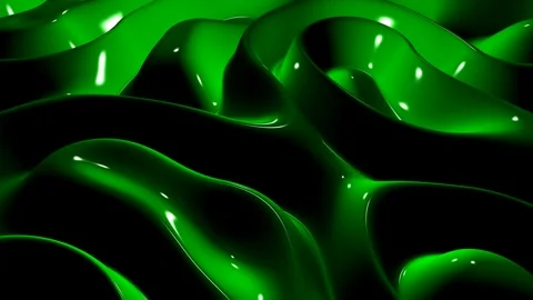 Waves of Green Paint, Reflection, Background, Exclusive, 3D Render Stock Footage 268811919