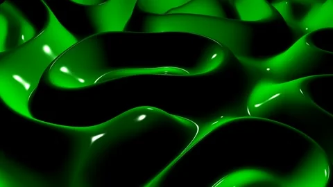 Waves of Green Paint, Reflection, Background, 3D Render, Exclusive Stock Footage 268811924