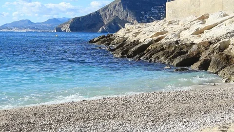 Waves On The Harbour Wall And Beach Stock Footage 102102780