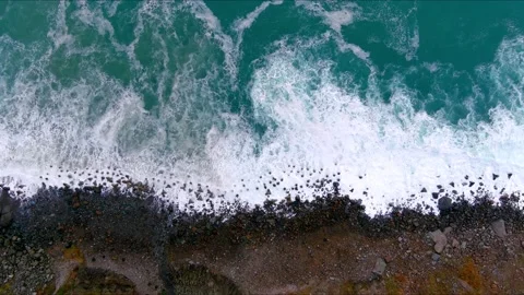 The waves hit the breakwaters. Turquoise waves Stock Footage 149422725