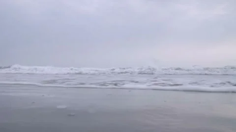 Waves Hit Camera Stock Footage 7135267