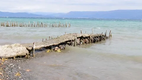 Waves hit hard on the shore. Stock Footage 163765332