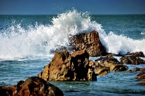 The waves hit the rocks #5 Stock Photos