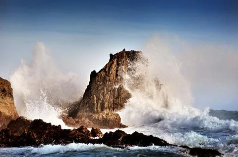 The waves hit the rocks #6 Stock Photos