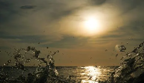 Waves hit the ship's wall Stock Photos