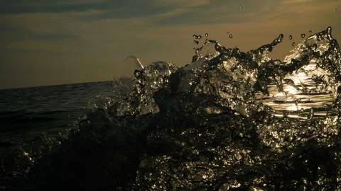 Waves hit the ship's wall Stock Photos