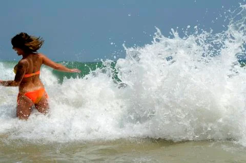 Waves hit the shore Stock Photos