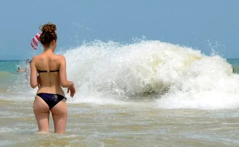 Waves hit the shore Stock Photos