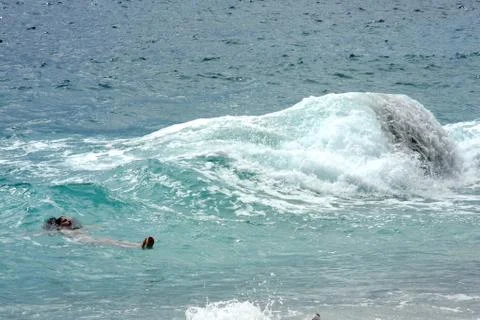 Waves hit the shore Stock Photos