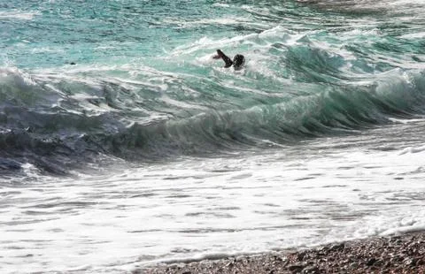 Waves hit the shore Stock Photos