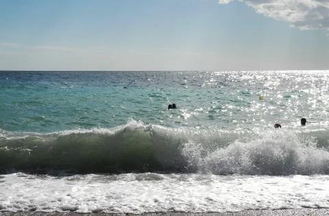 Waves hit the shore Stock Photos