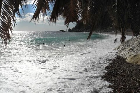 Waves hit the shore Stock Photos