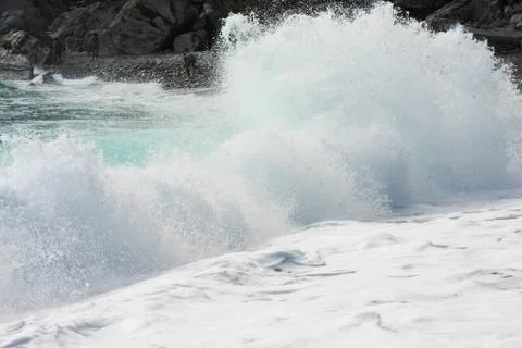 Waves hit the shore Stock Photos