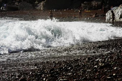 Waves hit the shore Stock Photos