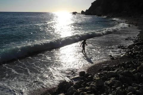 Waves hit the shore Stock Photos
