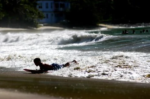 Waves hit the shore Stock Photos