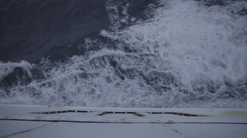 Waves hit vessel korea jeju island sail Stock Footage