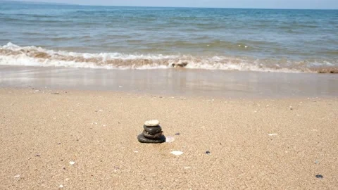 Waves hitting beach Stock Footage 196740159