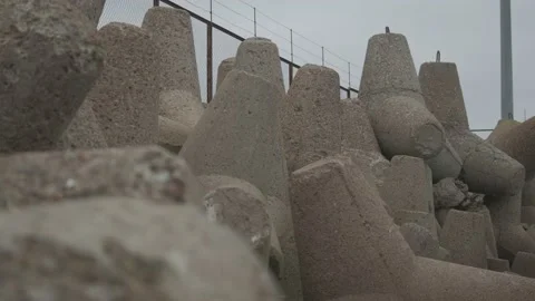 Waves hitting breakwaters in the Baltic Sea Stock Footage 147337679